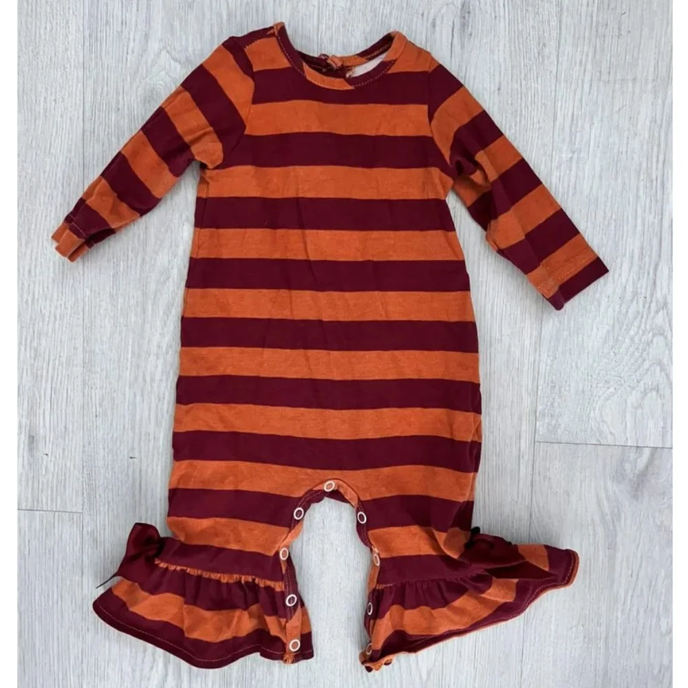 RicRac & Ruffles 3/6 pants romper Ruffle legs & bow *